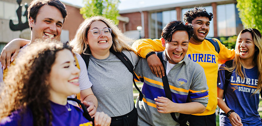 Student group laughing