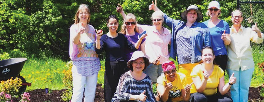 group photo in garden