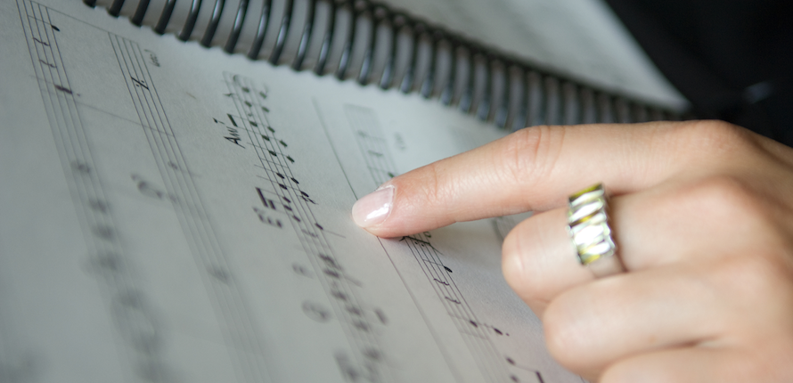 Student playing piano