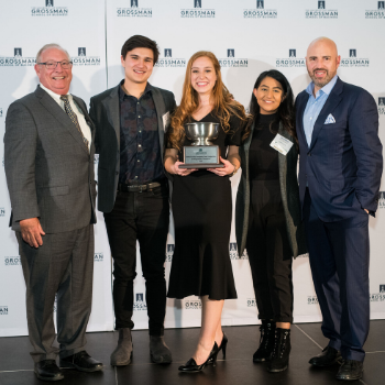 Lazaridis School team members with trophy